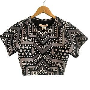 Mara Hoffman Geometric Crop Top Black/White XS
